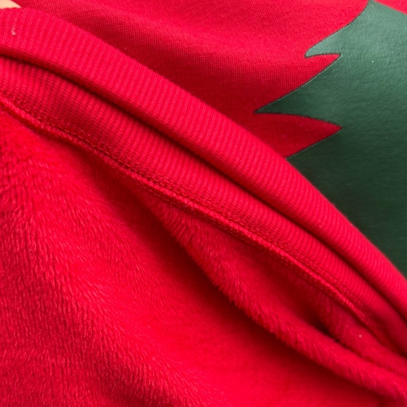 Christmas Tree & Snowflake Fleece Lined Red Crew Neck Sweatshirt - Picture 8 of 8